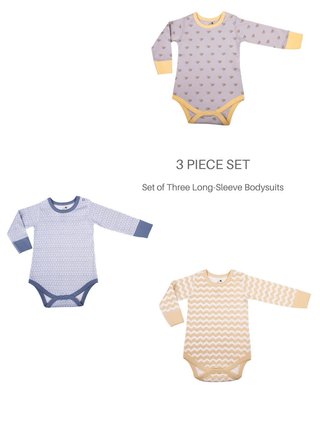 Set of Baby Unisex Organic LS Bodysuits (3 Piece Set)