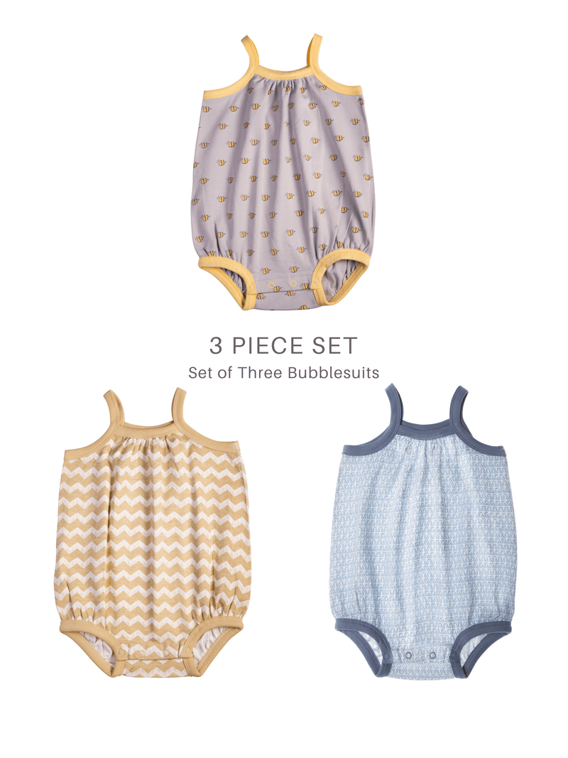 Set of Baby Girl Organic Bubblesuits/Jumpers (3 Piece Set)