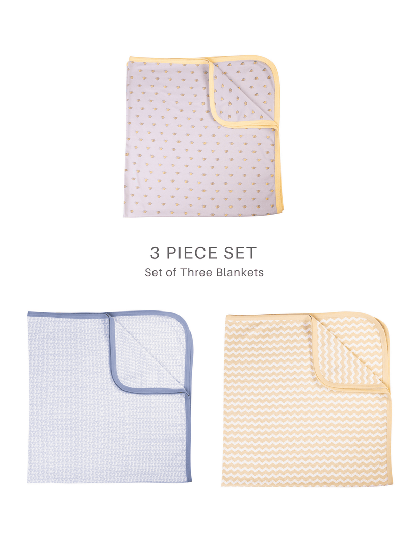 Set of Baby Unisex Organic Swaddle Blankets (3 Piece Set)
