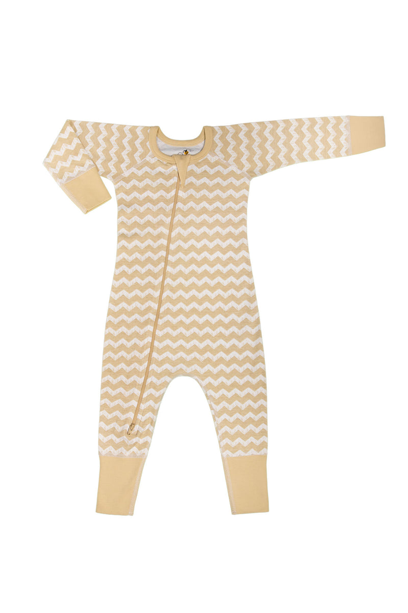 Chevron Baby Unisex Organic Two-Way Zip Rompers