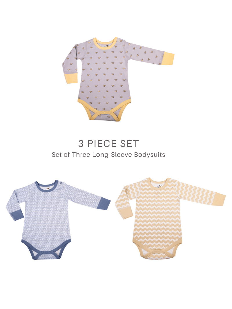 Set of Baby Unisex Organic LS Bodysuits (3 Piece Set)