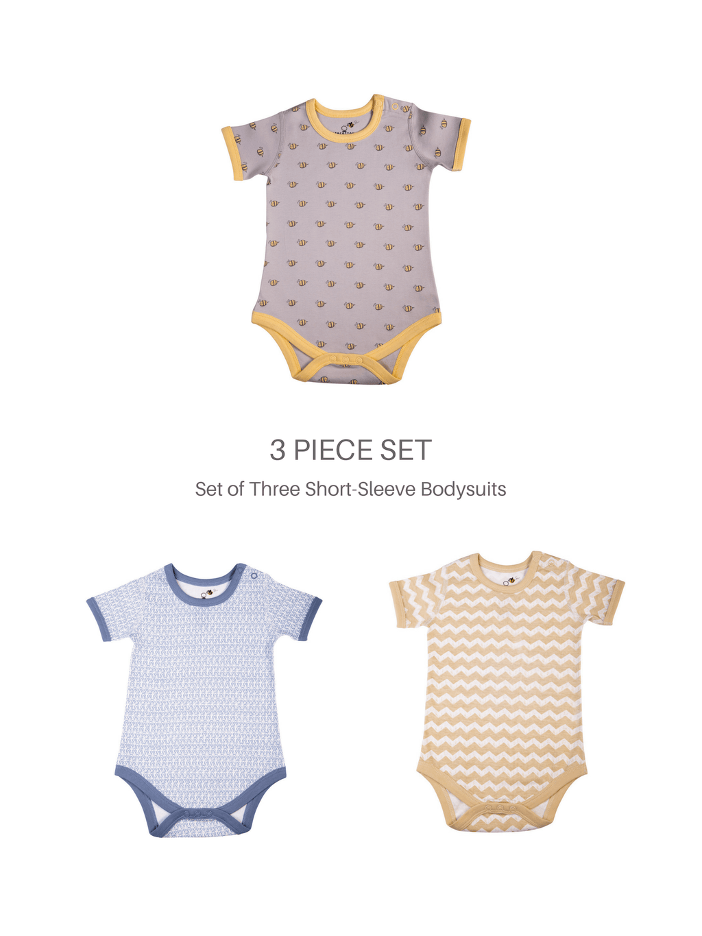 Set of Baby Unisex Organic SS Bodysuits (3 Piece Set)